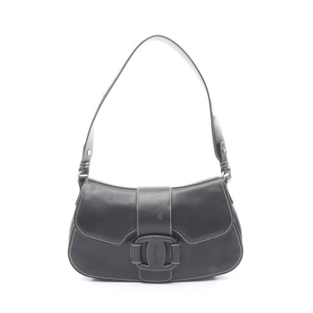 Salvatore Ferragamo Vara Shoulder Bag Leather Black
